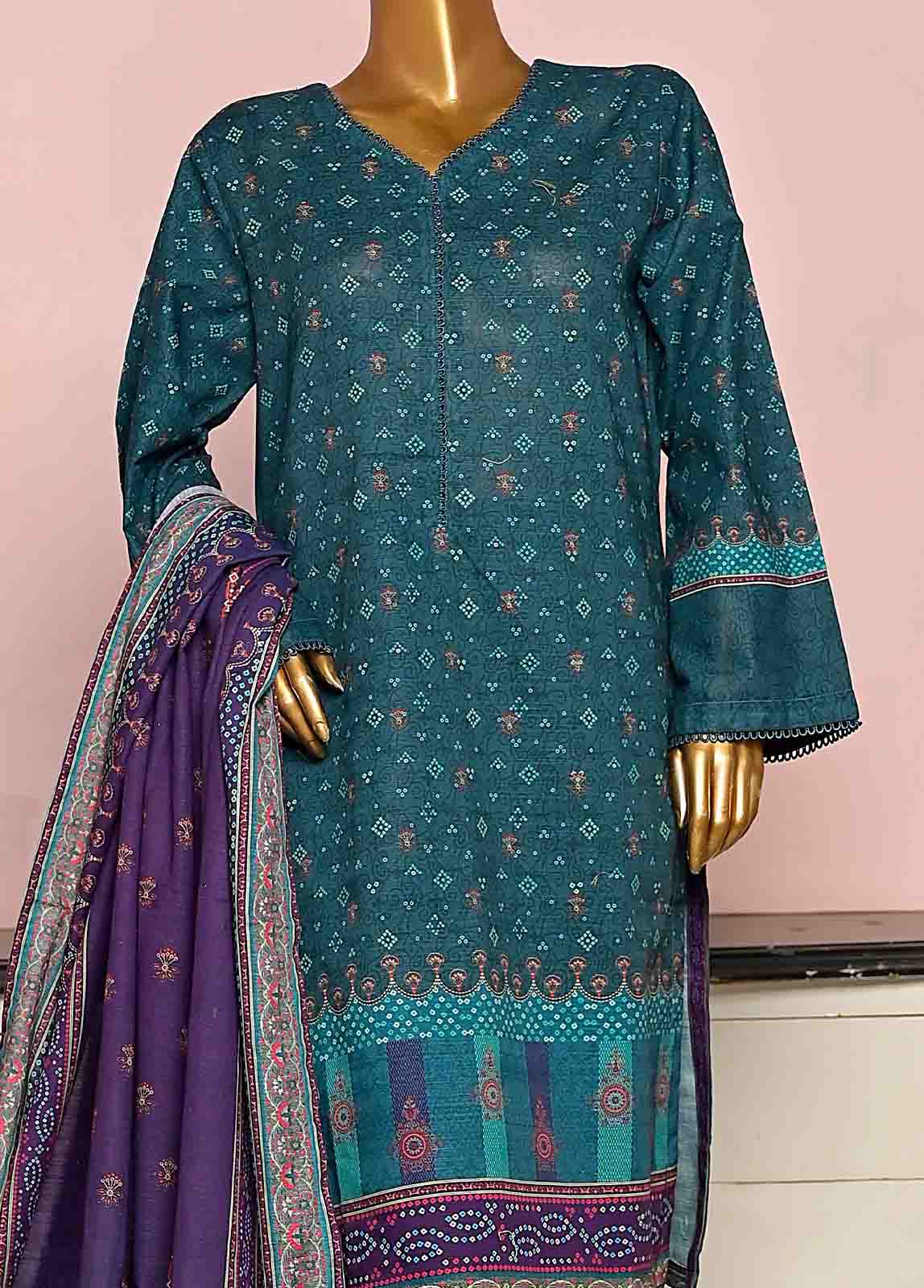 Bin Saeed Fabric - WKF-062-3 Piece Khaddar Printed collection