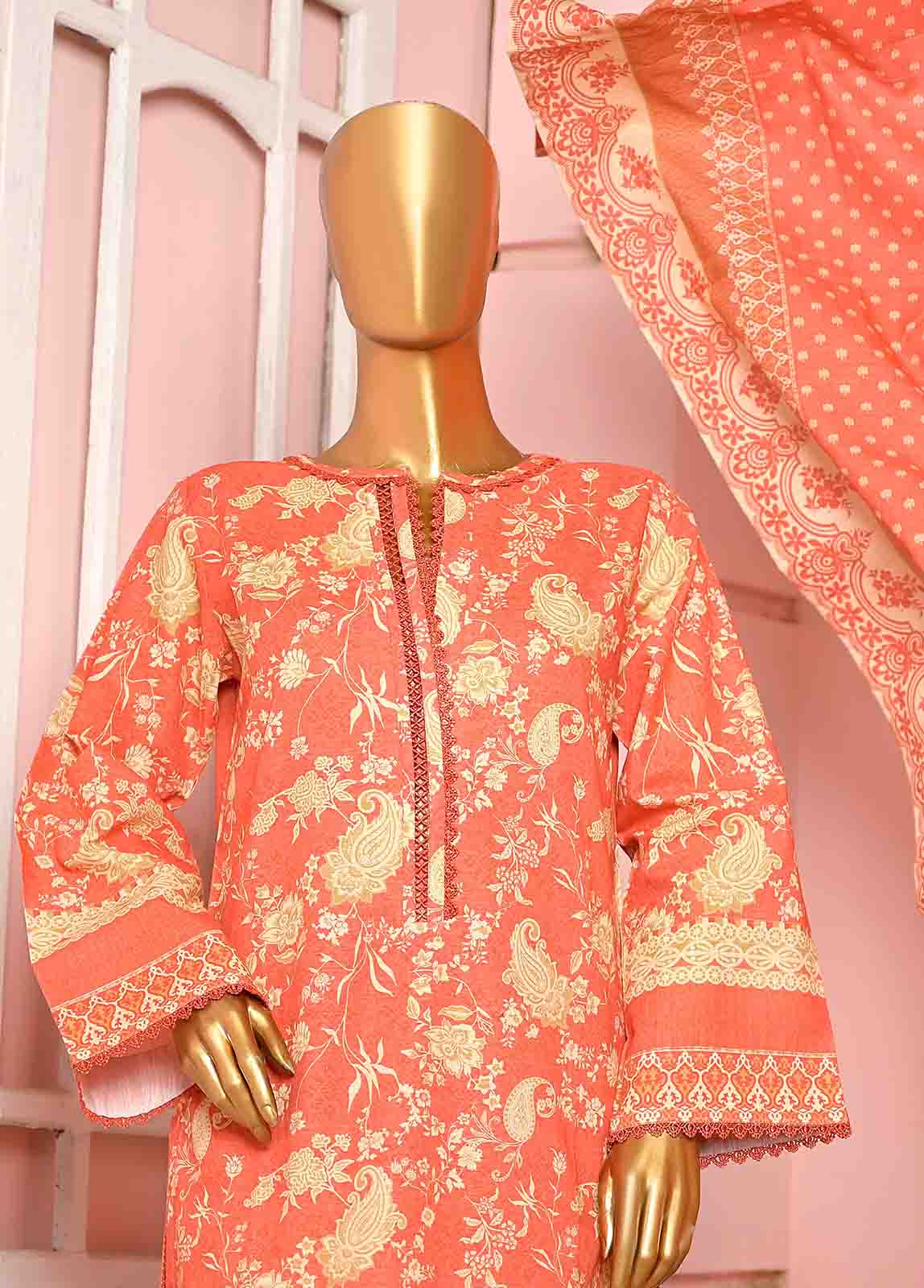 Bin Saeed Fabric - WKF-064-3 Piece Khaddar Printed collection