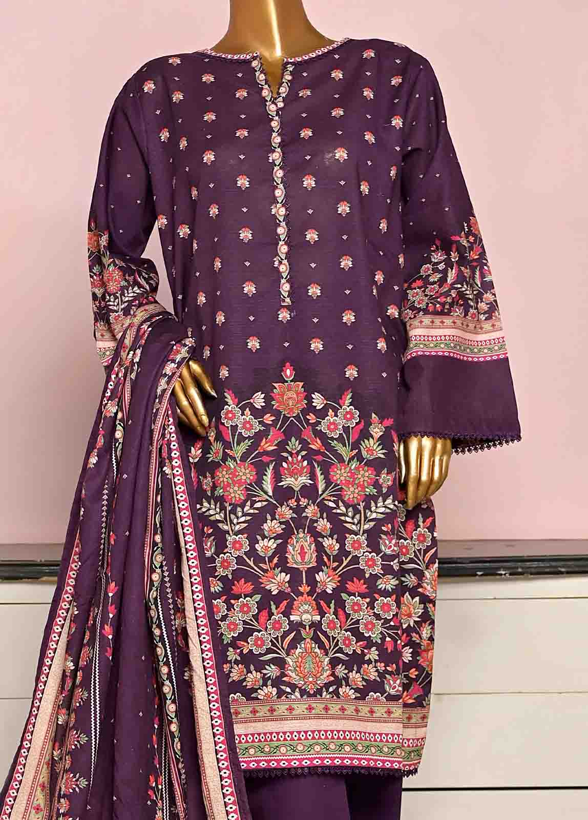 Bin Saeed Fabric - WKF-068-3 Piece Khaddar Printed collection