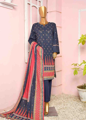 Bin Saeed Fabric - WKF-069-3 Piece Khaddar Printed collection