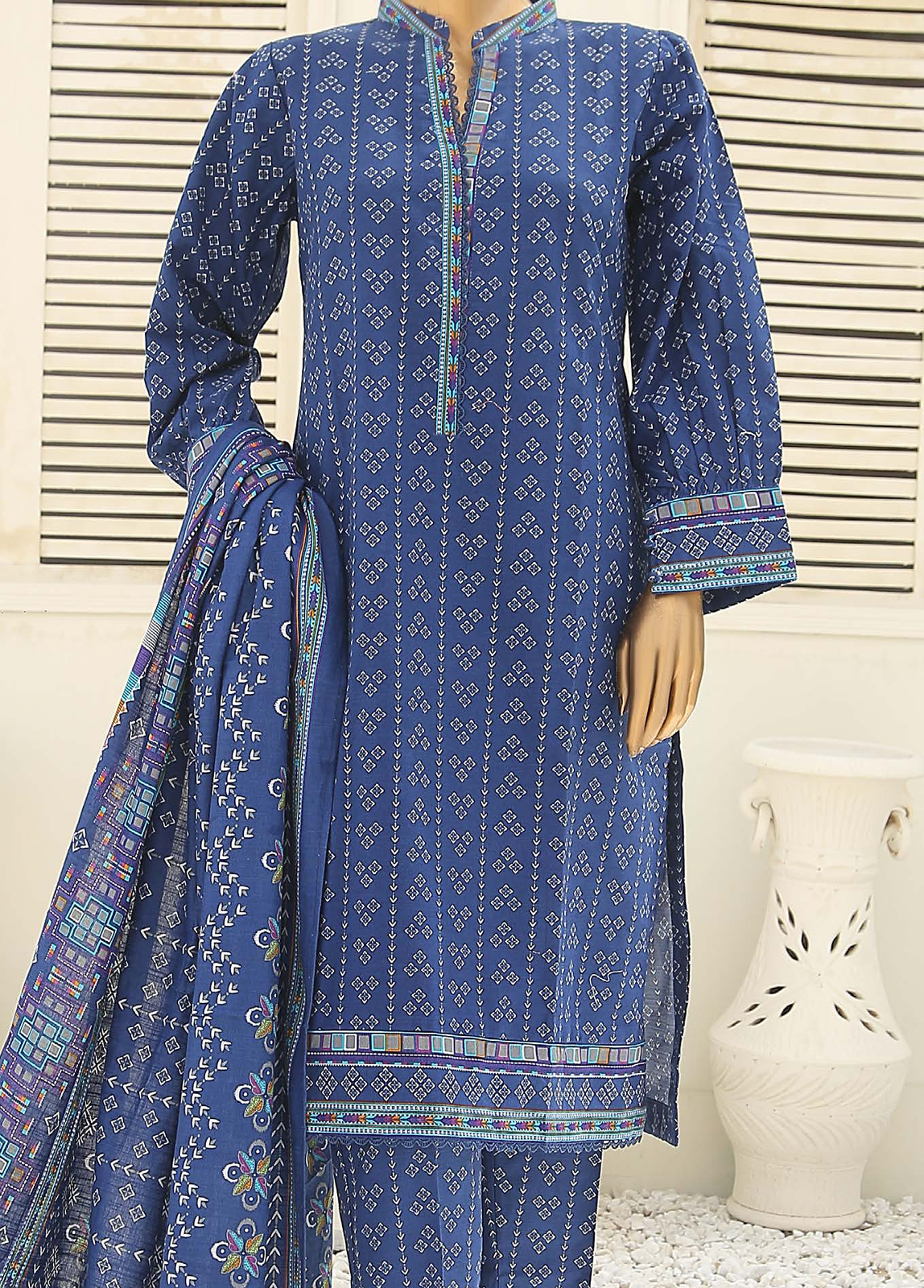 Bin Saeed Fabric - WKF-073-3 Piece Khaddar Printed