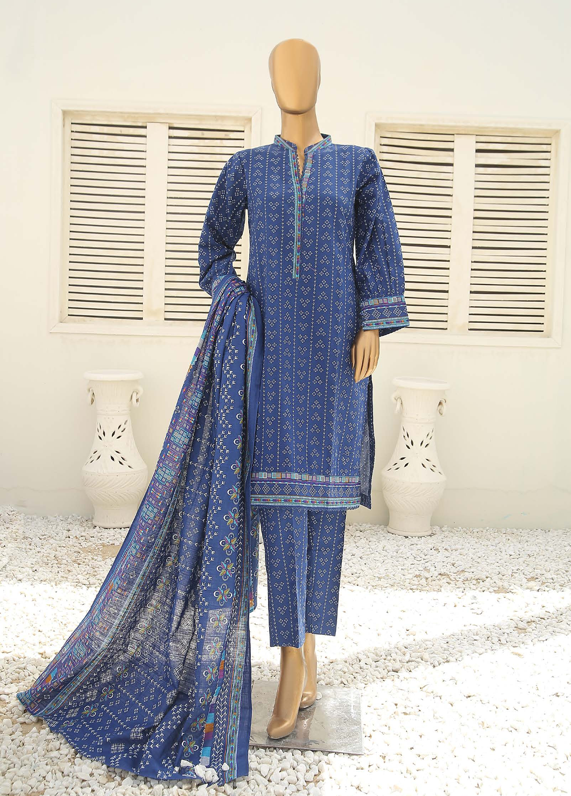 Bin Saeed Fabric - WKF-073-3 Piece Khaddar Printed