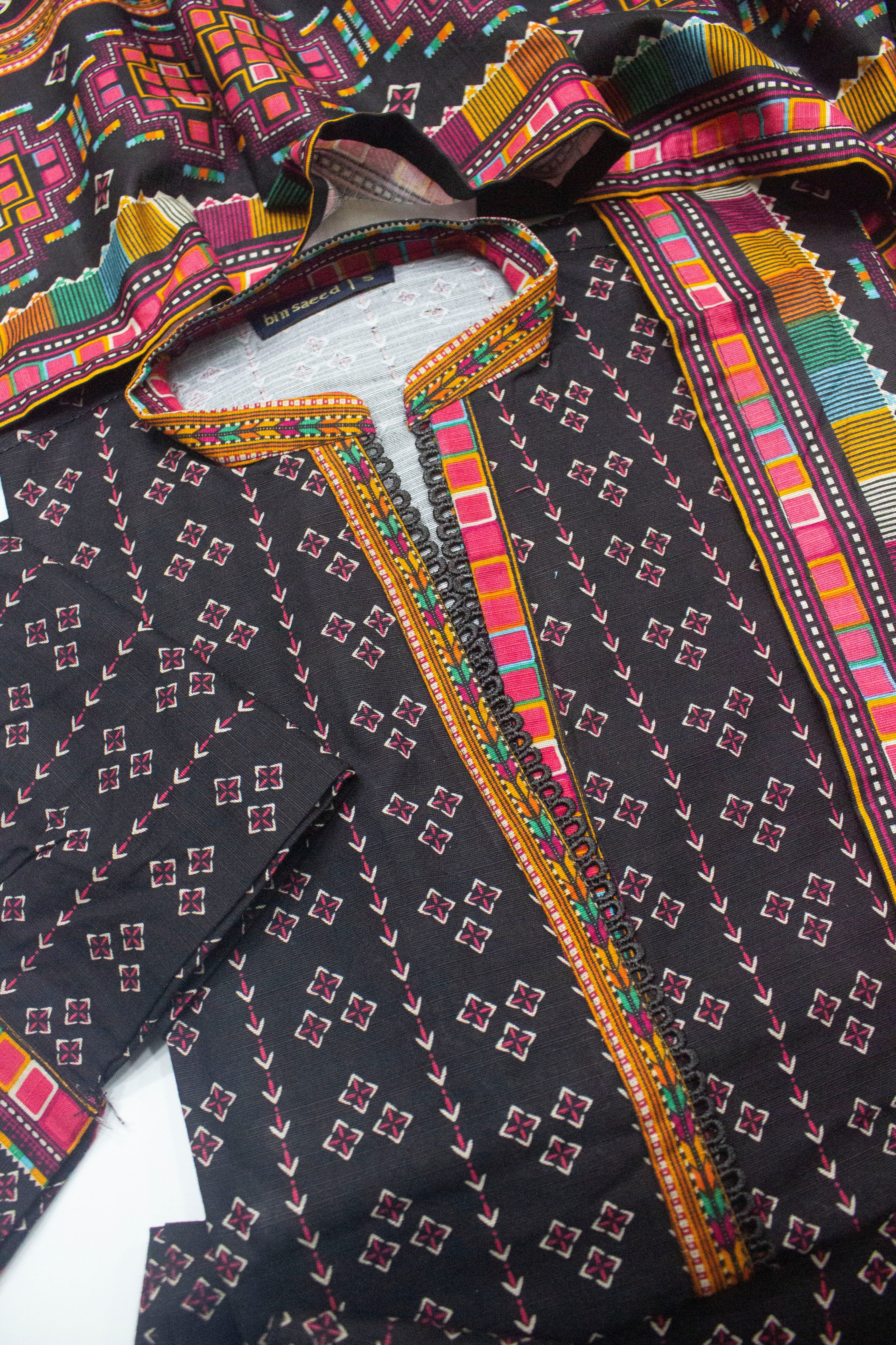 Bin Saeed Fabric - WKF-074-3 Piece Khaddar Printed Suit