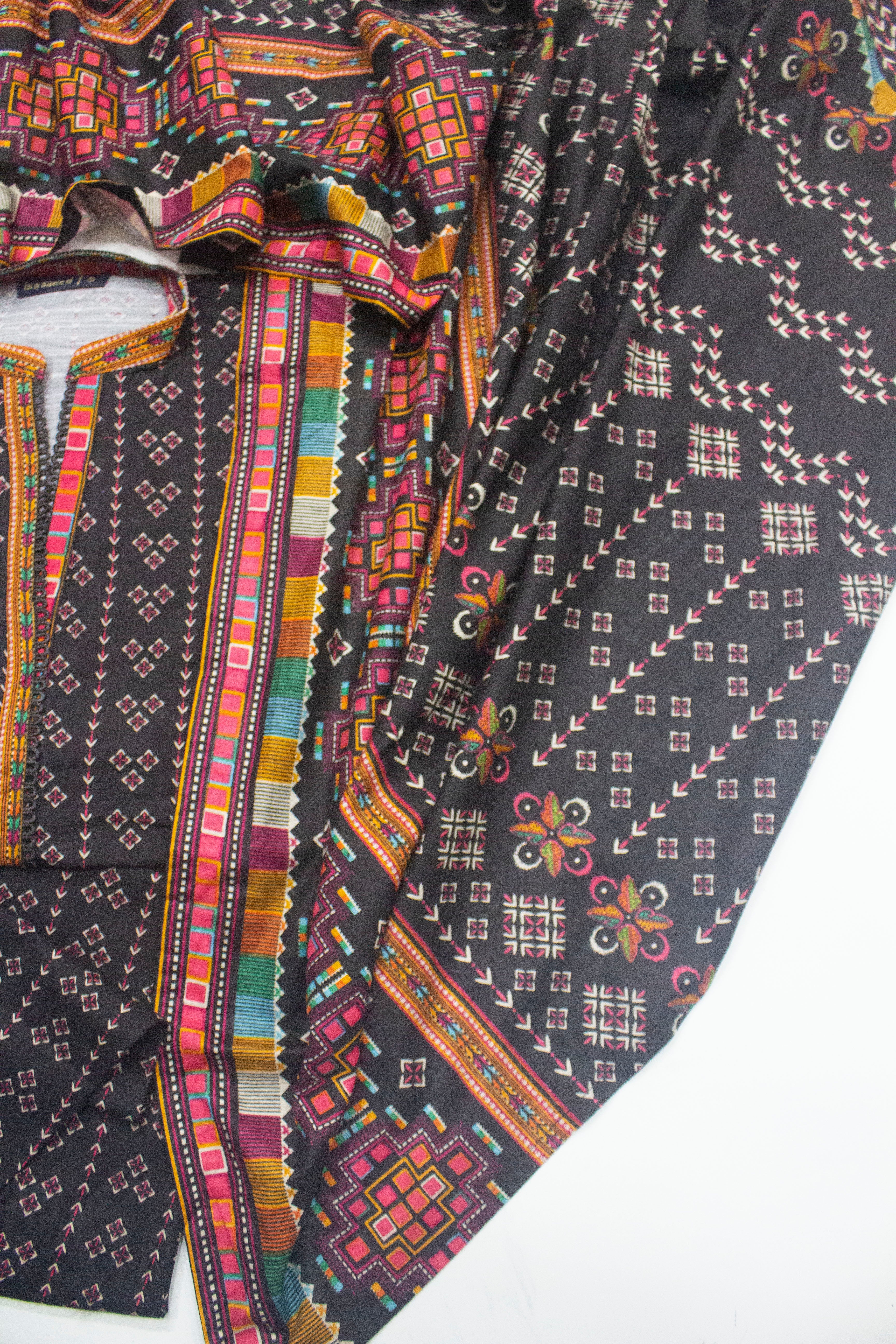 Bin Saeed Fabric - WKF-074-3 Piece Khaddar Printed Suit