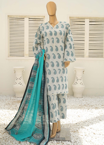 Bin Saeed Fabric - WKF-075-3 Piece Khaddar Printed