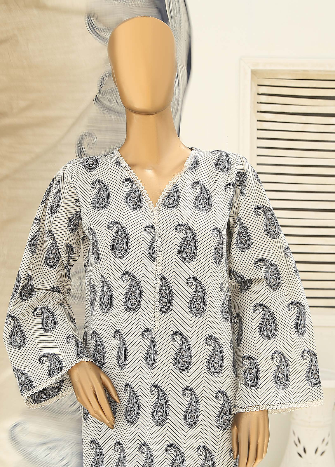 Bin Saeed Fabric - WKF-076-3 Piece Khaddar Printed