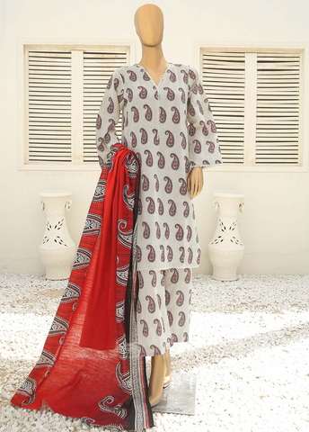 Bin Saeed Fabric - WKF-077-3 Piece Khaddar Printed