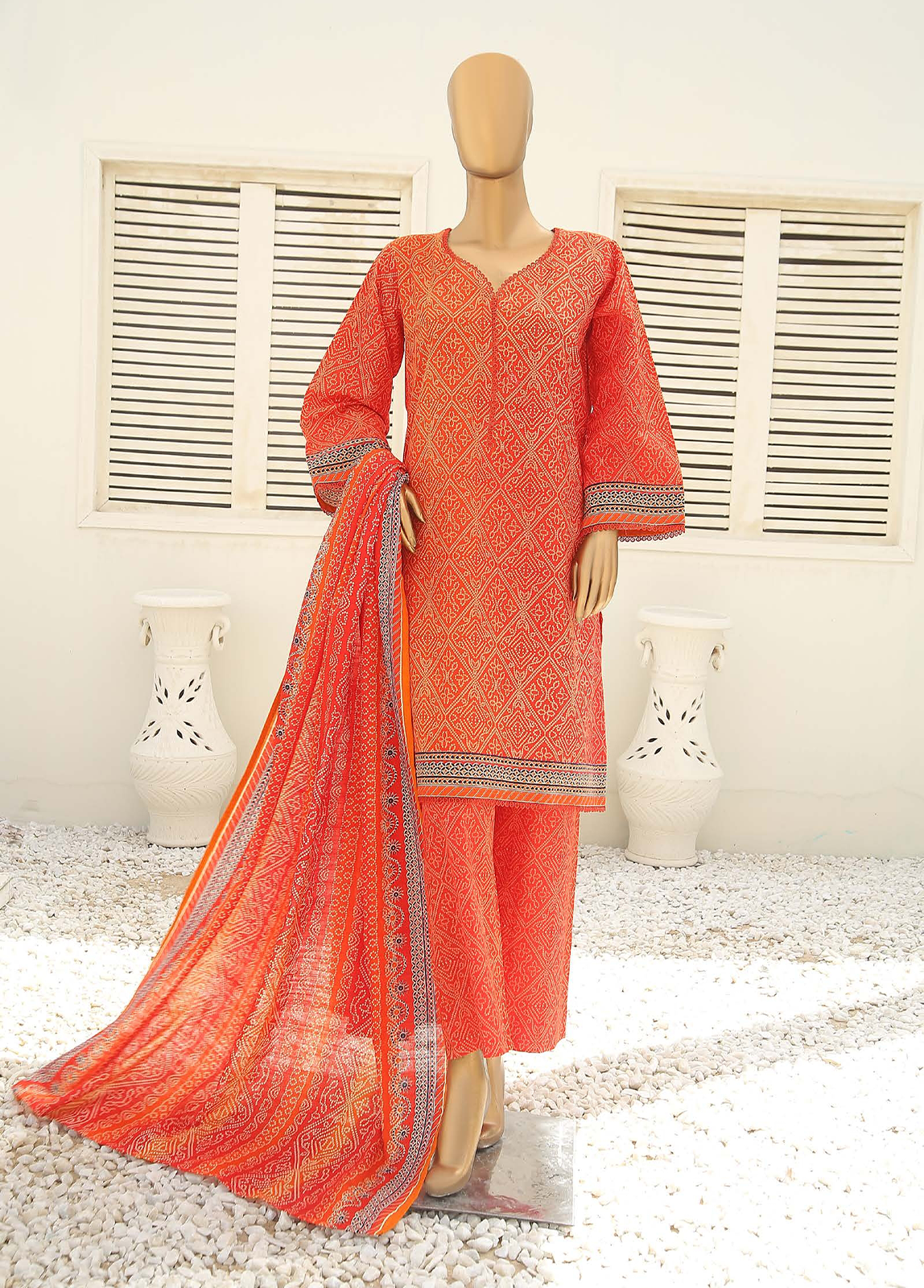 Bin Saeed Fabric - WKF-078-3 Piece Khaddar Printed