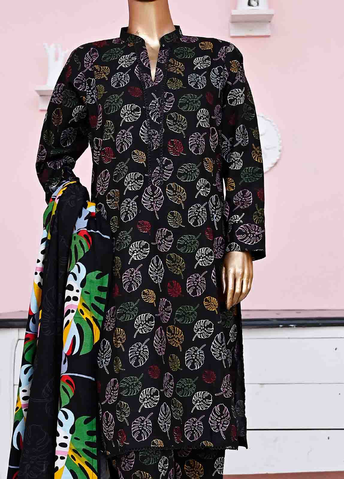 Bin Saeed Fabric - WKF-082-3 Piece Khaddar Printed collection