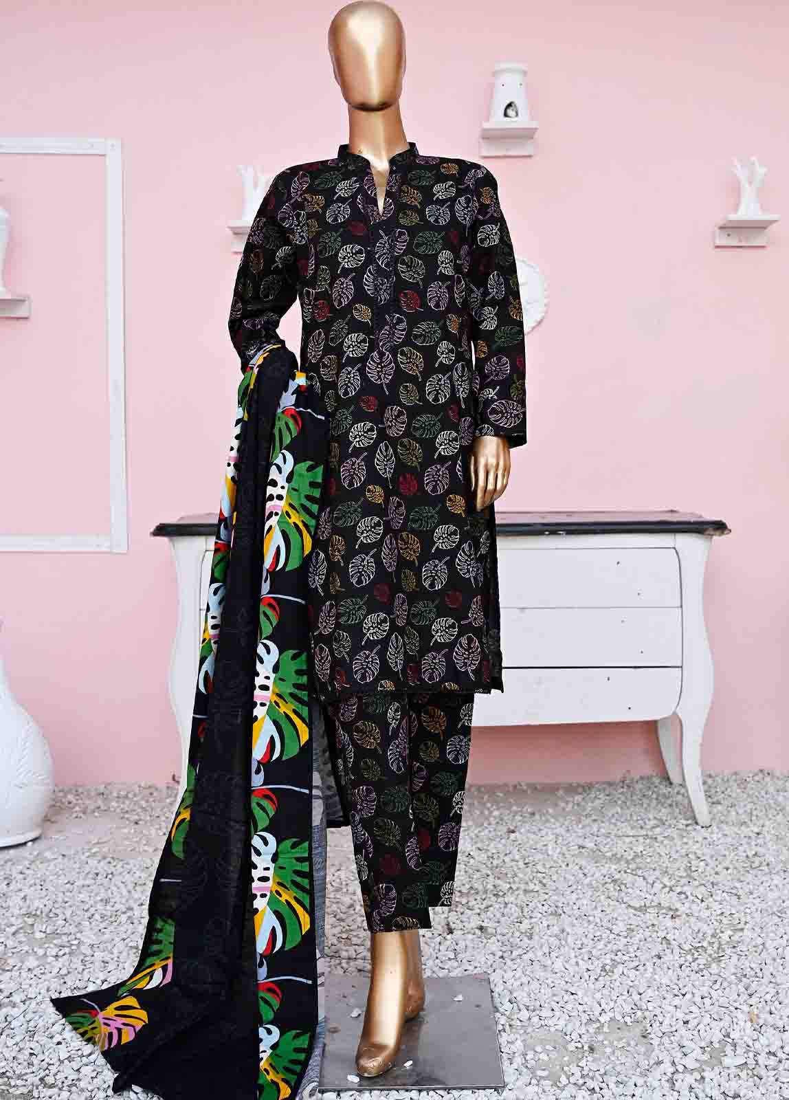 Bin Saeed Fabric - WKF-082-3 Piece Khaddar Printed collection