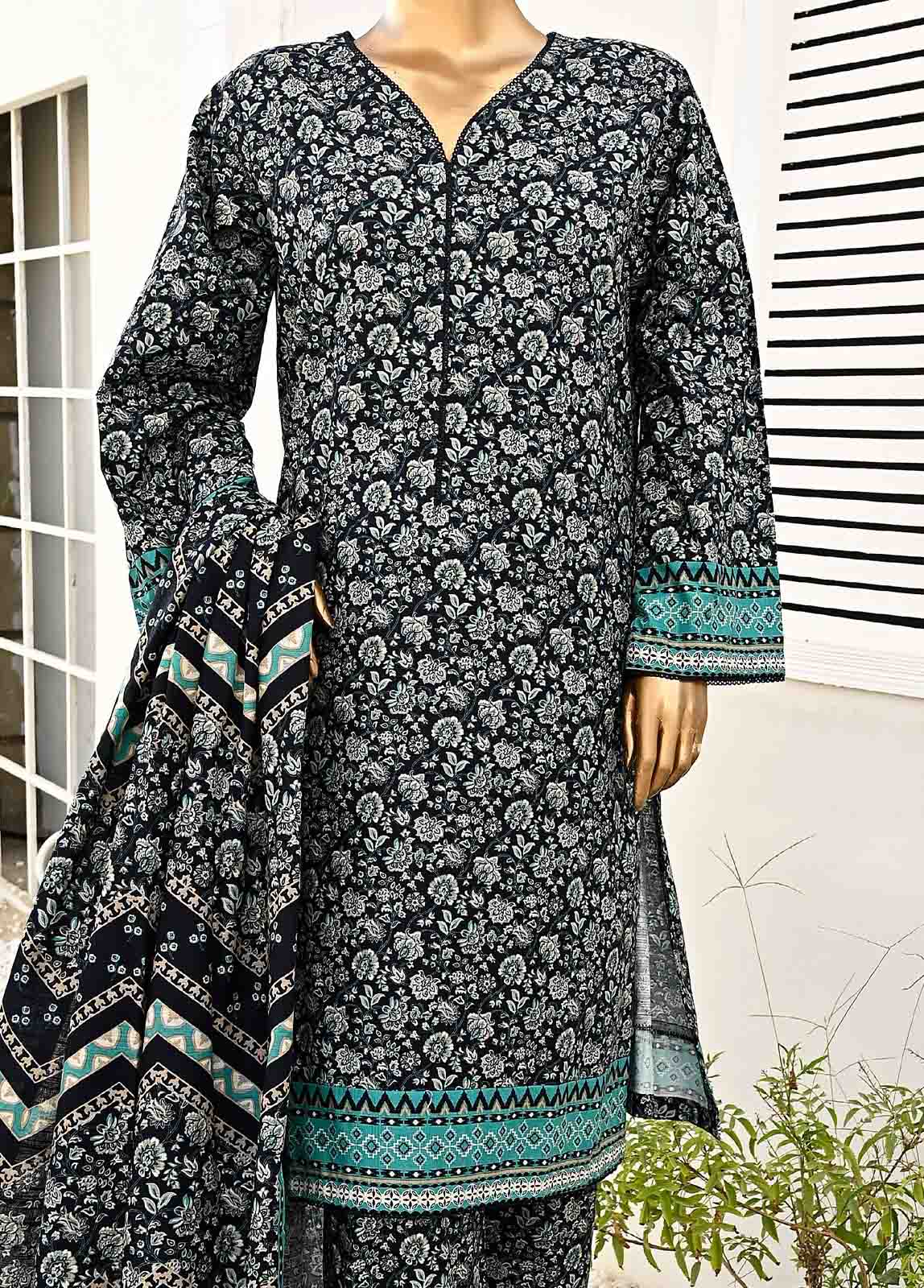 Bin Saeed Fabric - WKF-084-3 Piece Khaddar Printed collection