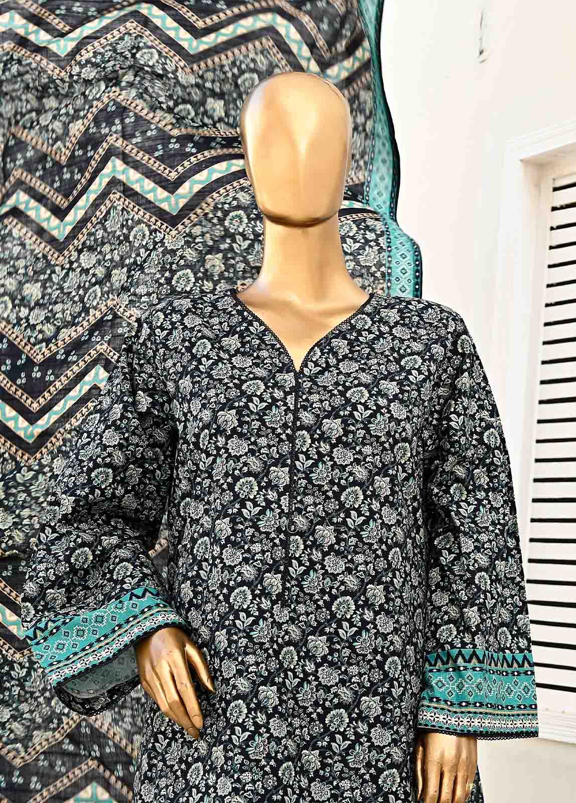 Bin Saeed Fabric - WKF-084-3 Piece Khaddar Printed collection