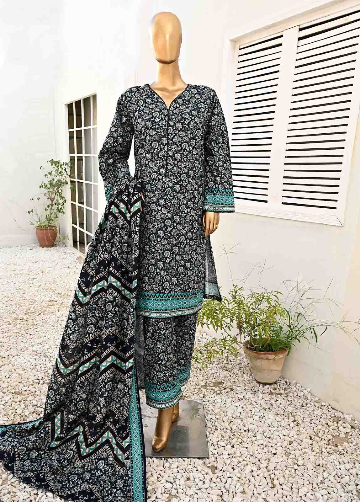 Bin Saeed Fabric - WKF-084-3 Piece Khaddar Printed collection