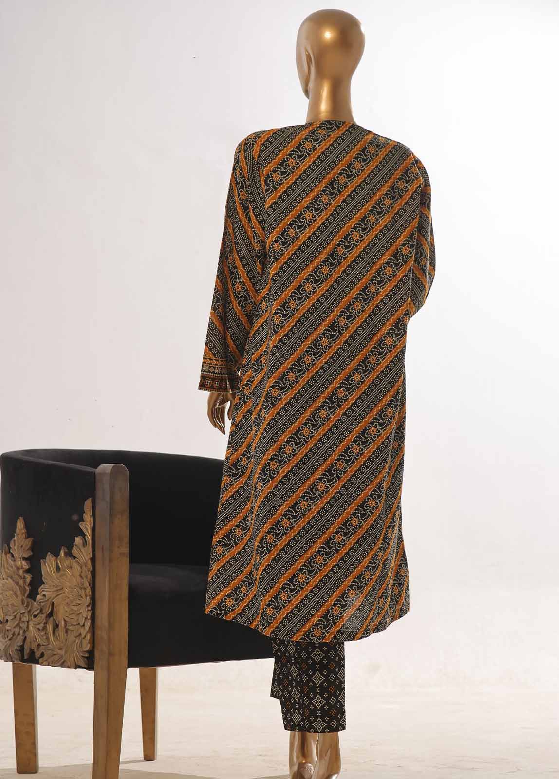 Bin Saeed Fabric - WKJ-0101- 2 Piece Printed Stitched Coat Style Co-ords