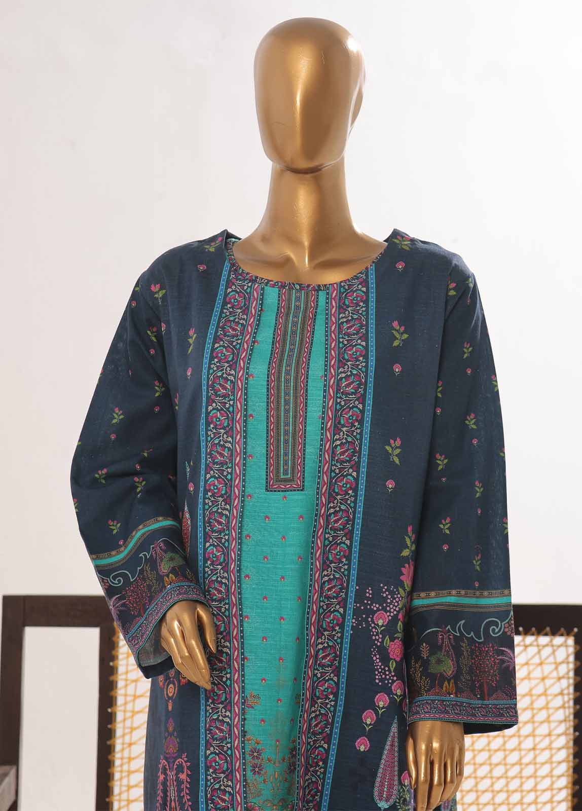 Bin Saeed Fabric - WKJ-0113- 2 Piece Printed Stitched Coat Style Co-ords