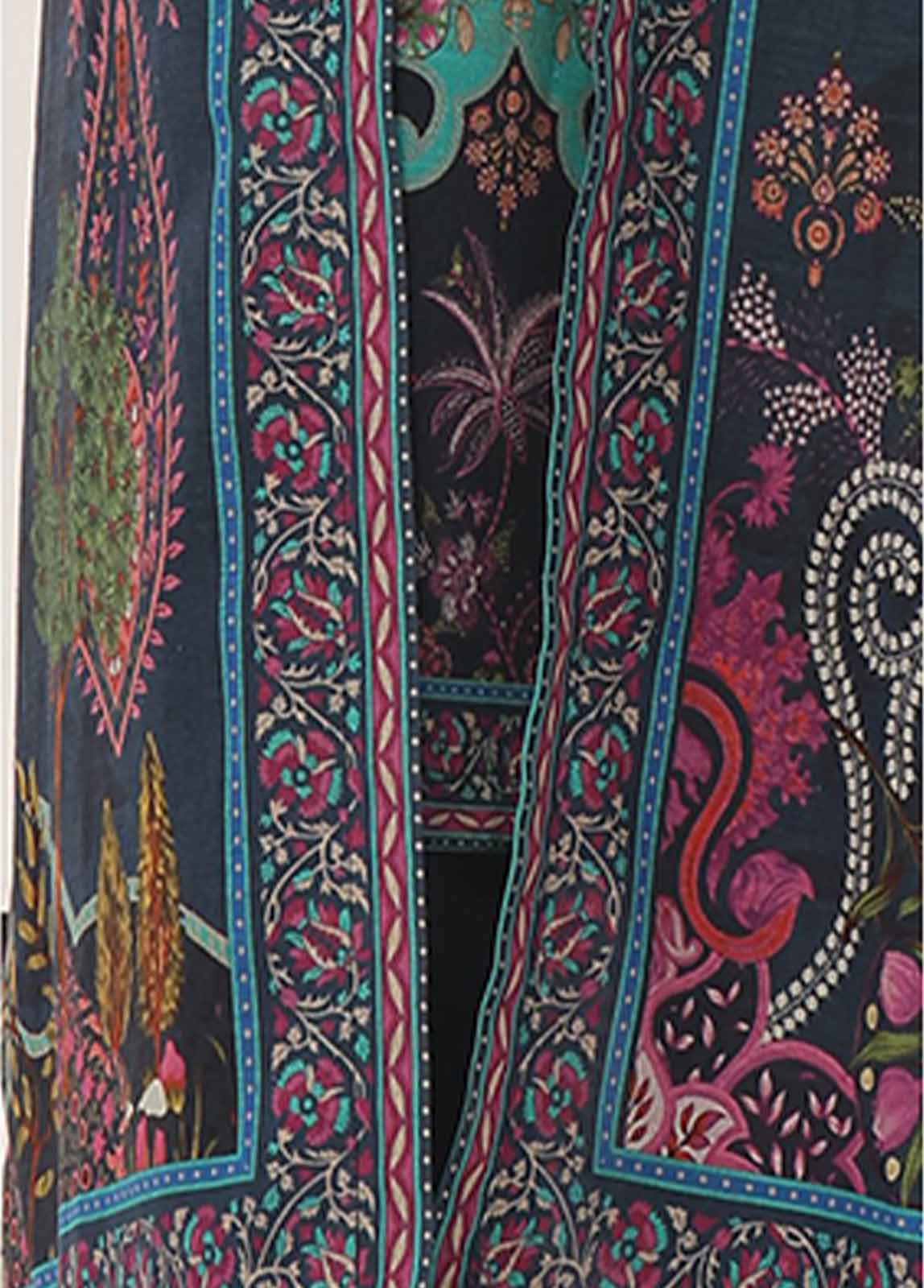 Bin Saeed Fabric - WKJ-0113- 2 Piece Printed Stitched Coat Style Co-ords