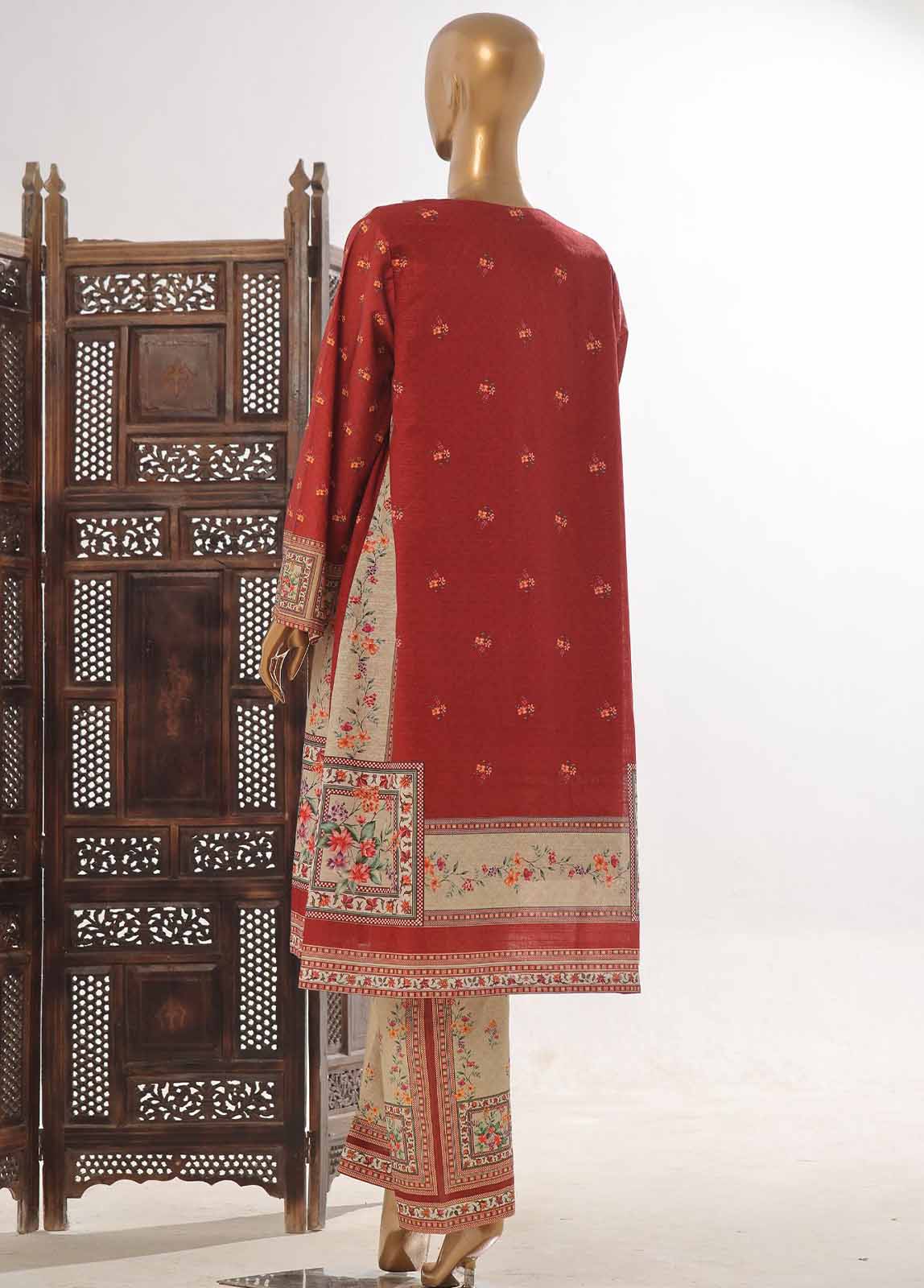 Bin Saeed Fabric - WKJ-0126- 2 Piece Printed Stitched Coat Style Co-ords