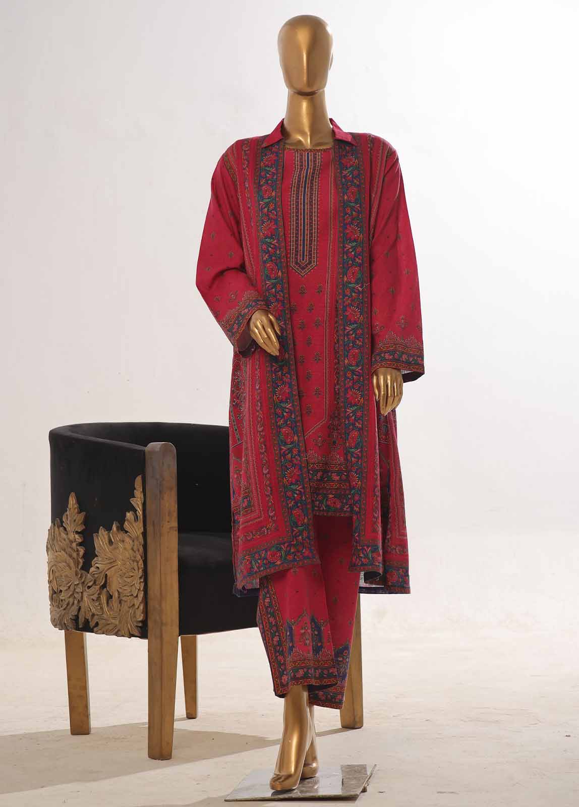 Bin Saeed Fabric - WKJ-0127- 2 Piece Printed Stitched Coat Style Co-ords