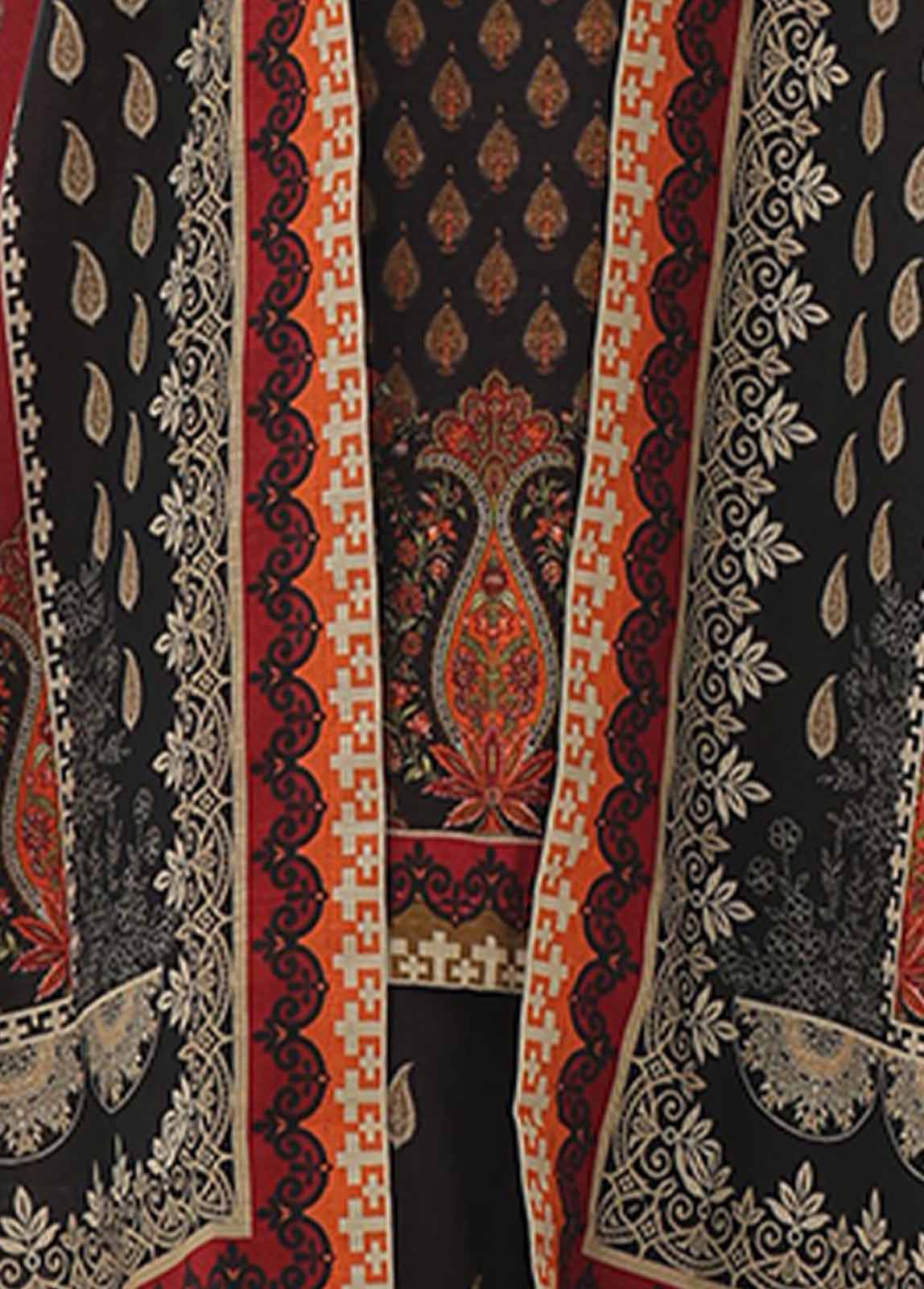 Bin Saeed Fabric - WKJ-0131- 2 Piece Printed Stitched Coat Style Co-ords