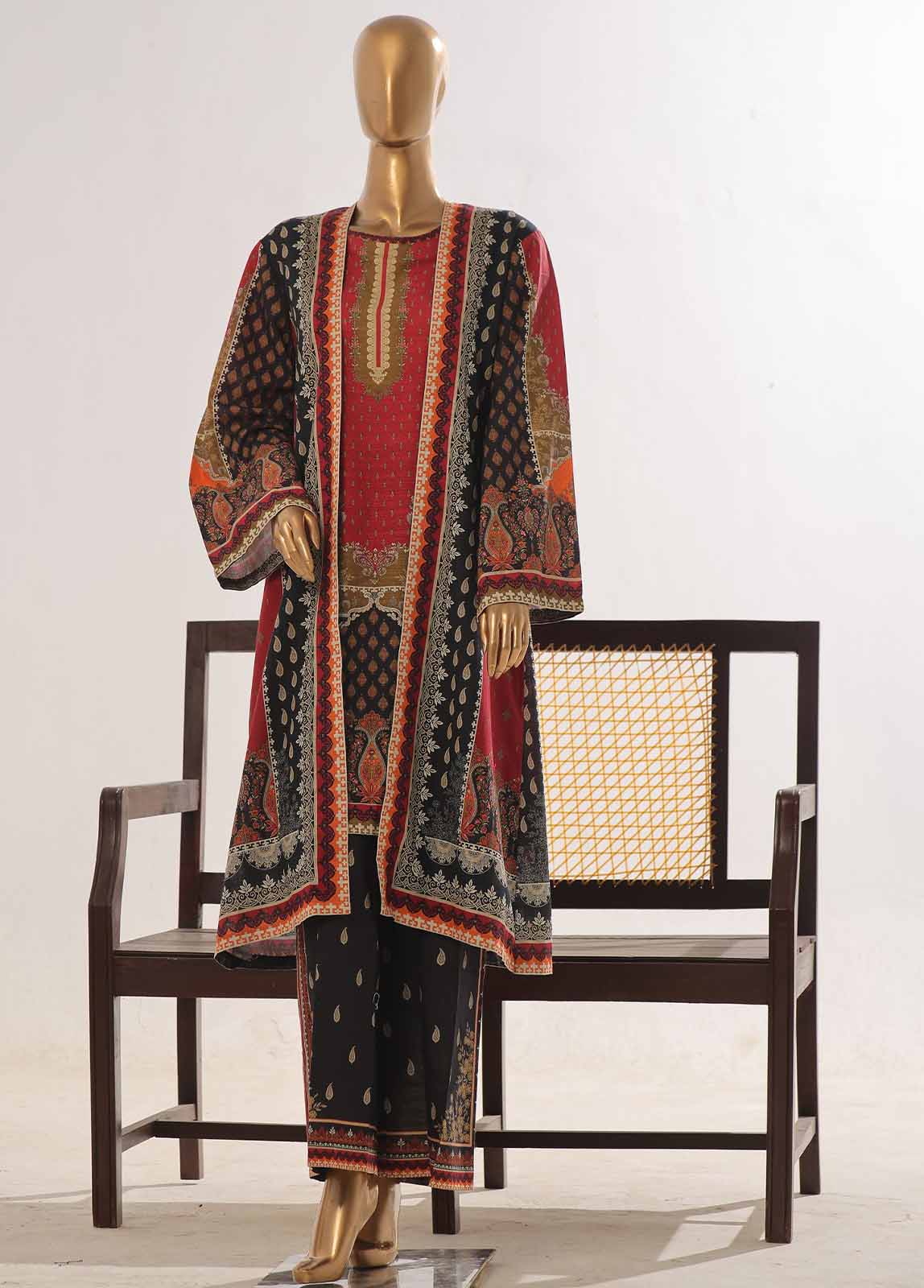 Bin Saeed Fabric - WKJ-0131- 2 Piece Printed Stitched Coat Style Co-ords