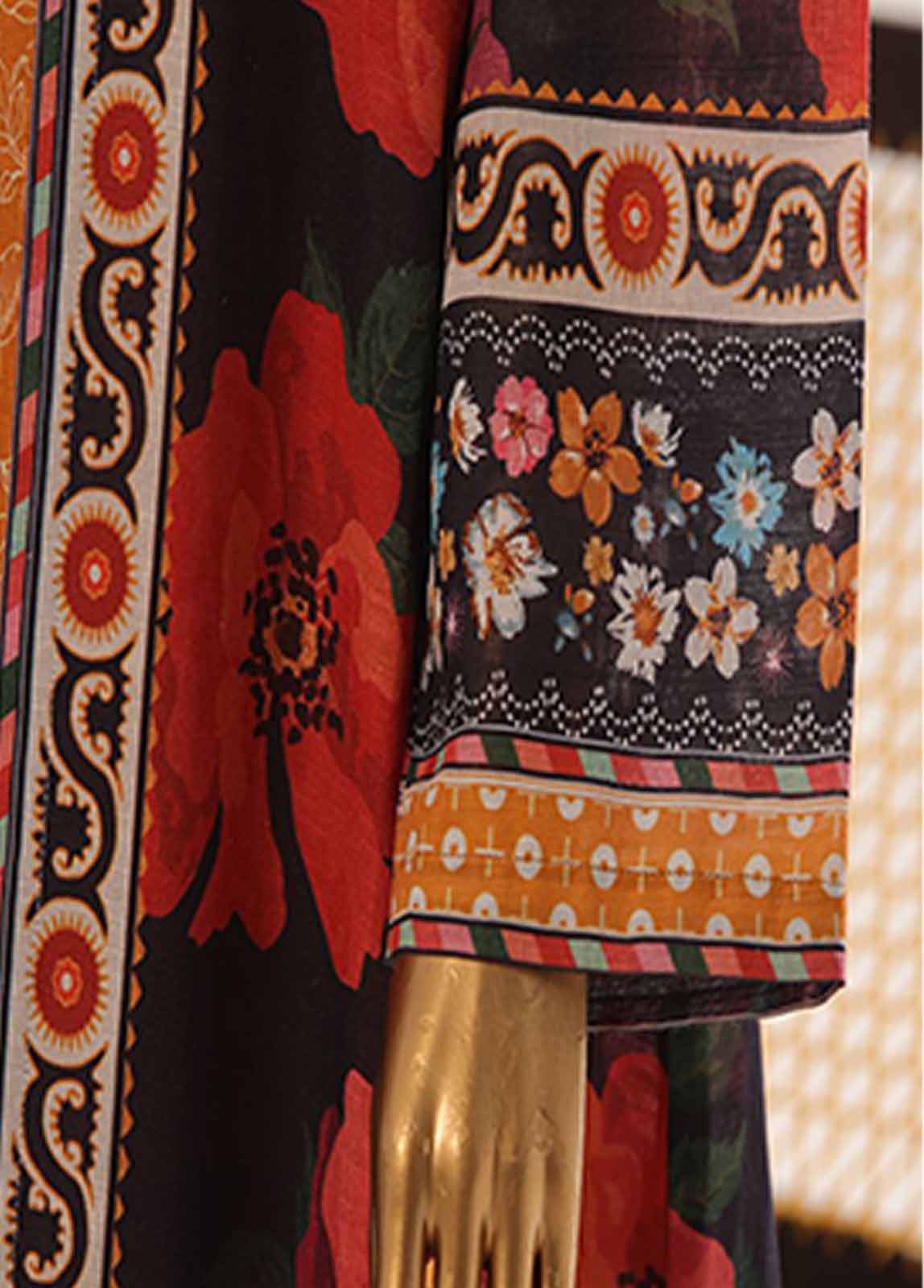 Bin Saeed Fabric - WKJ-0132- 2 Piece Printed Stitched Coat Style Co-ords