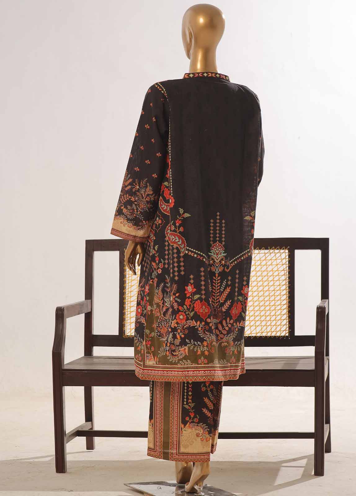Bin Saeed Fabric - WKJ-0133- 2 Piece Printed Stitched Coat Style Co-ords