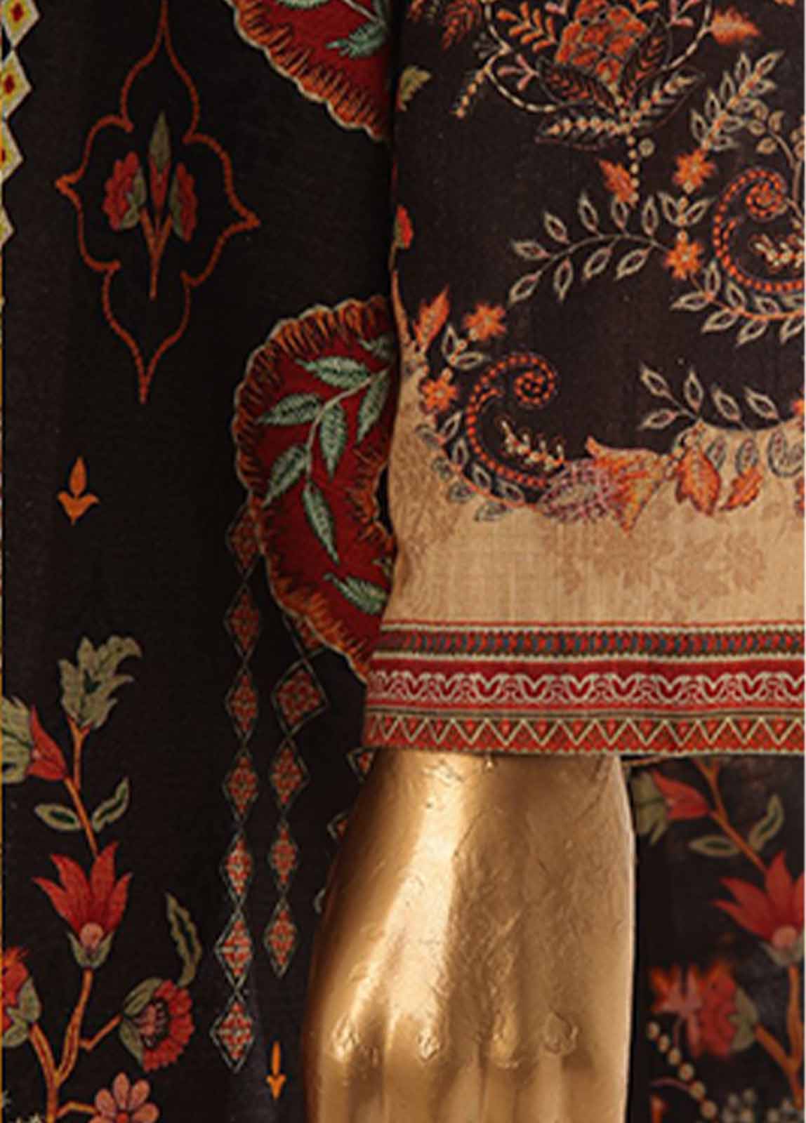 Bin Saeed Fabric - WKJ-0133- 2 Piece Printed Stitched Coat Style Co-ords