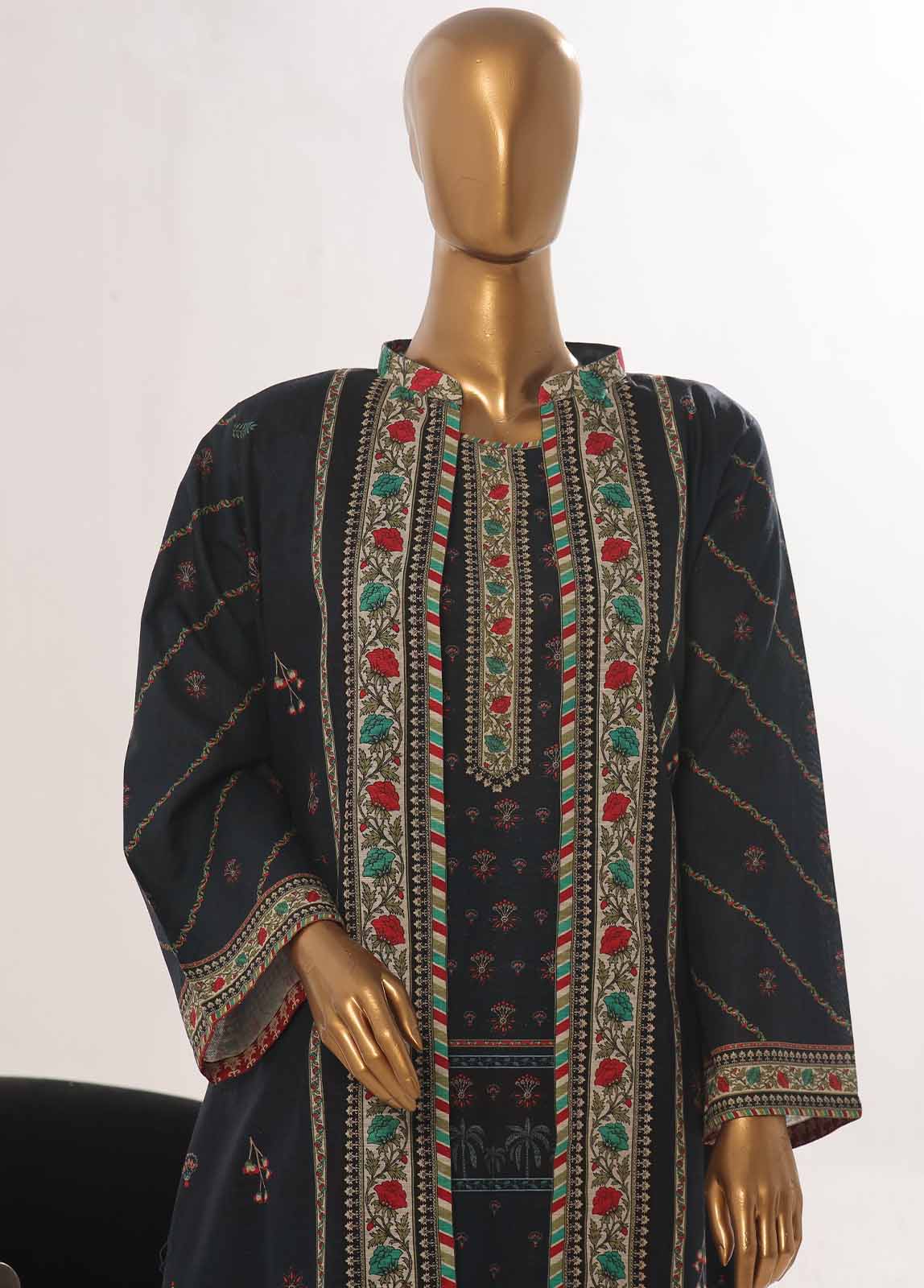 Bin Saeed Fabric - WKJ-0135- 2 Piece Printed Stitched Coat Style Co-ords