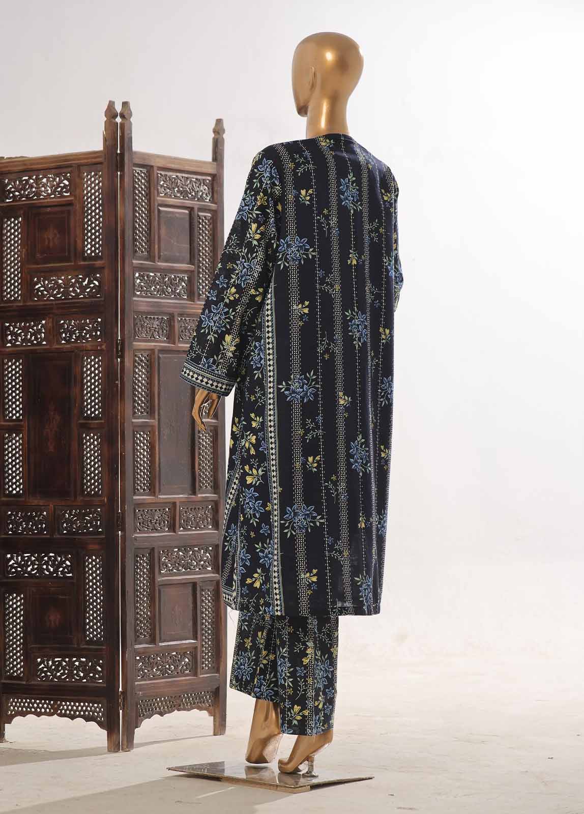 Bin Saeed Fabric - WKJ-098- 2 Piece Printed Stitched Coat Style Co-ords
