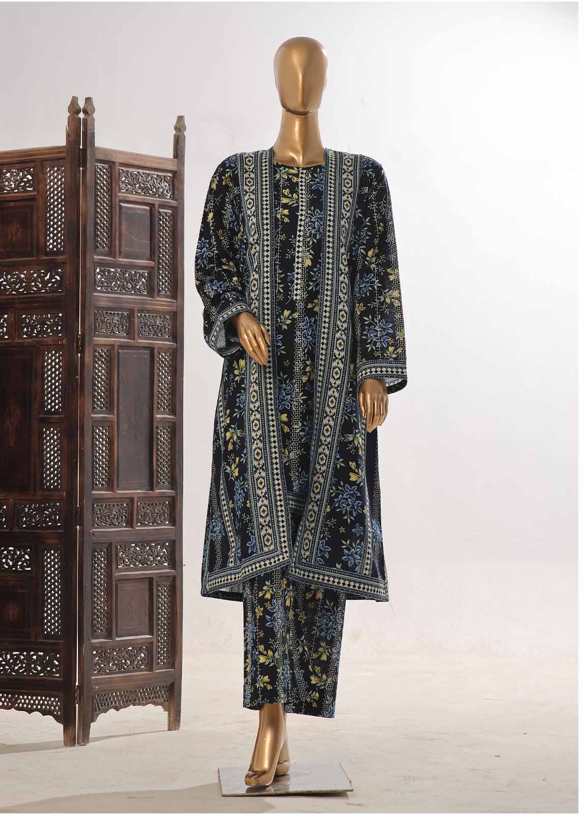 Bin Saeed Fabric - WKJ-098- 2 Piece Printed Stitched Coat Style Co-ords
