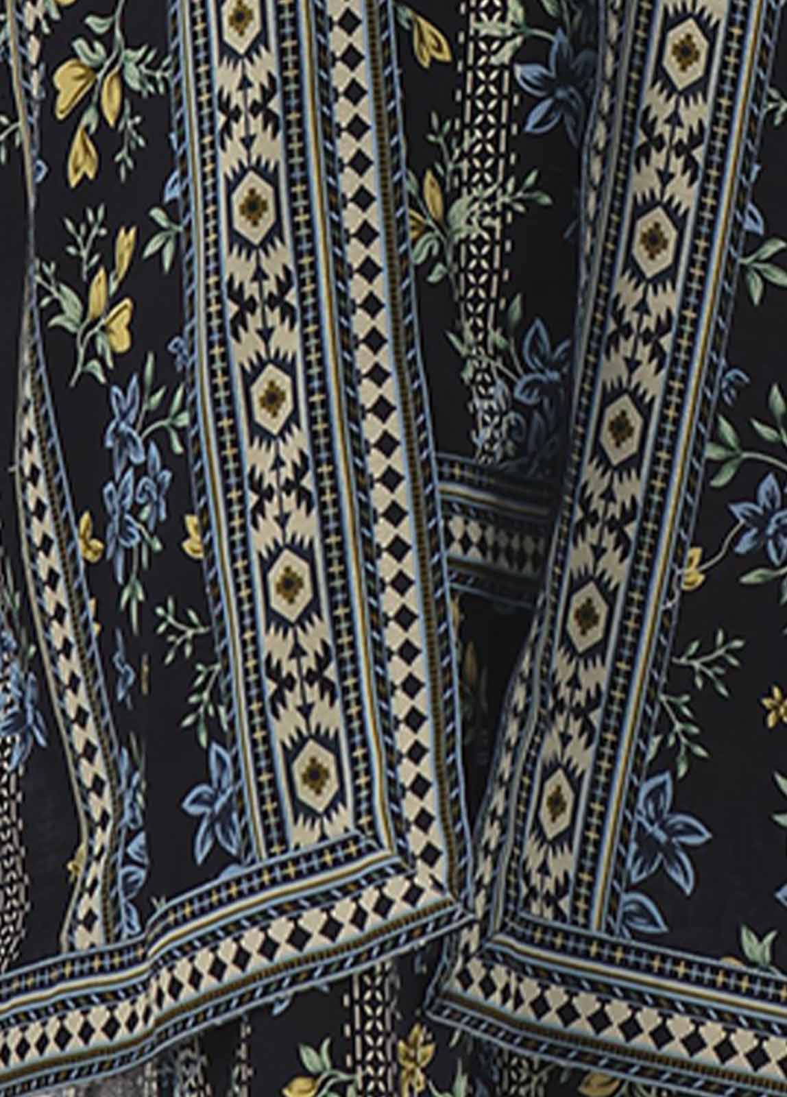 Bin Saeed Fabric - WKJ-098- 2 Piece Printed Stitched Coat Style Co-ords