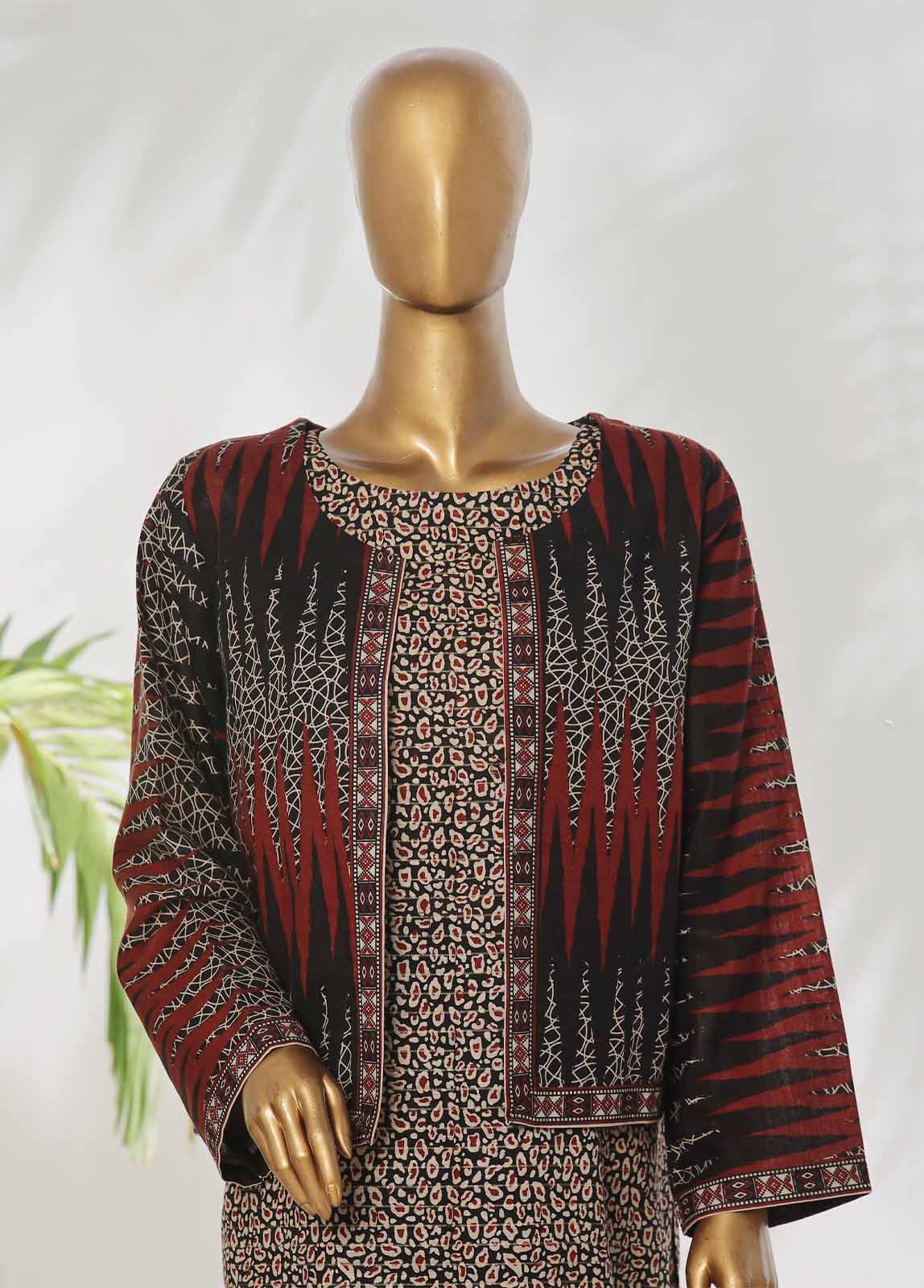 Bin Saeed Fabric - WKJT-0102- 2 Piece Printed Stitched Coat Style Co-ords