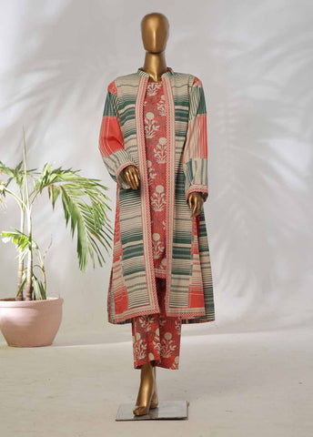 Bin Saeed Fabric - WKJT-093- 2 Piece Printed Stitched Coat Style Co-ords