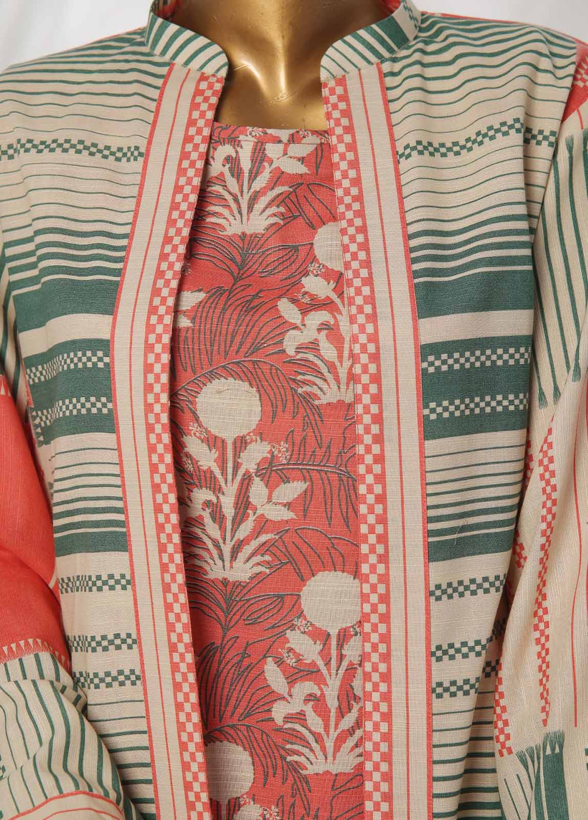 Bin Saeed Fabric - WKJT-093- 2 Piece Printed Stitched Coat Style Co-ords