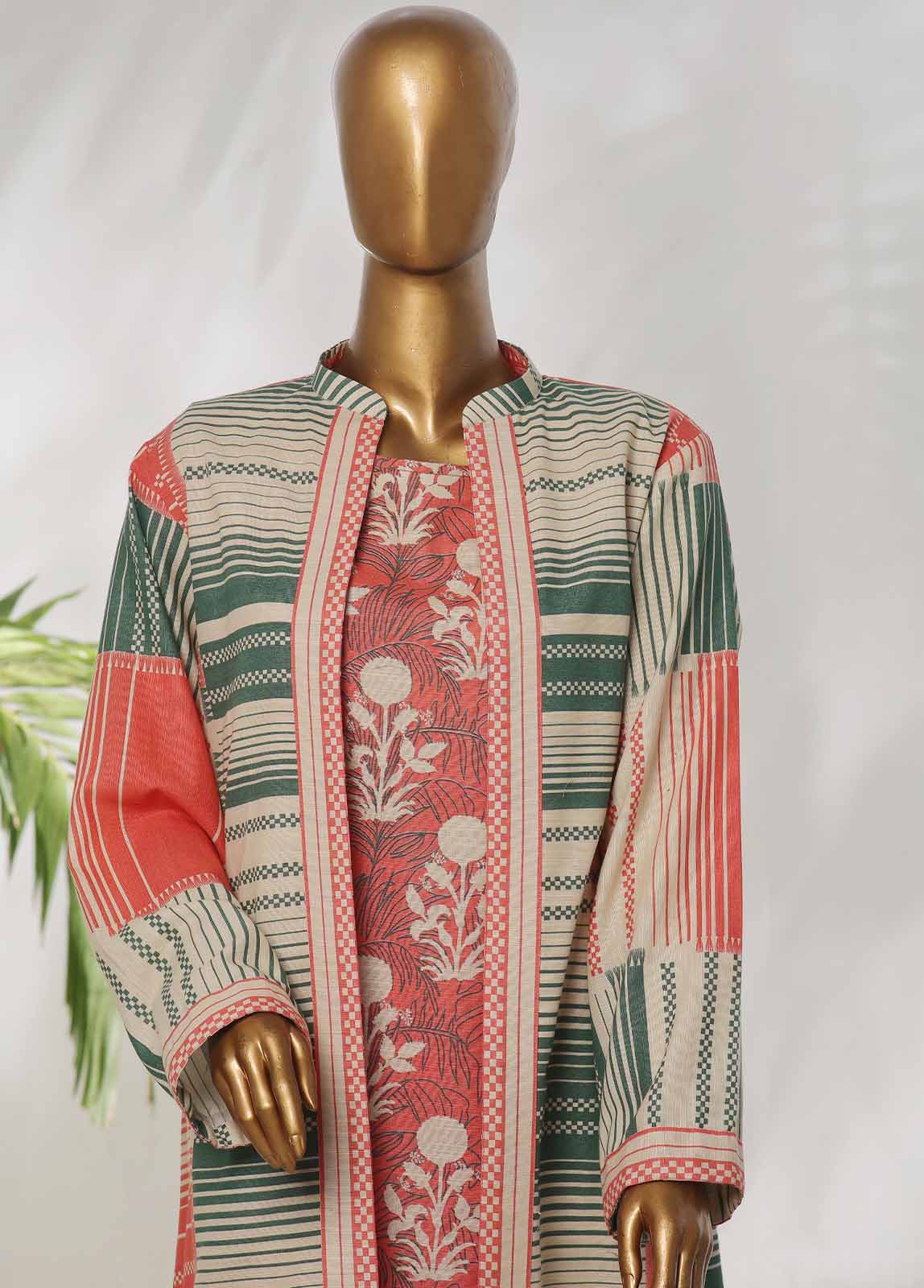 Bin Saeed Fabric - WKJT-093- 2 Piece Printed Stitched Coat Style Co-ords