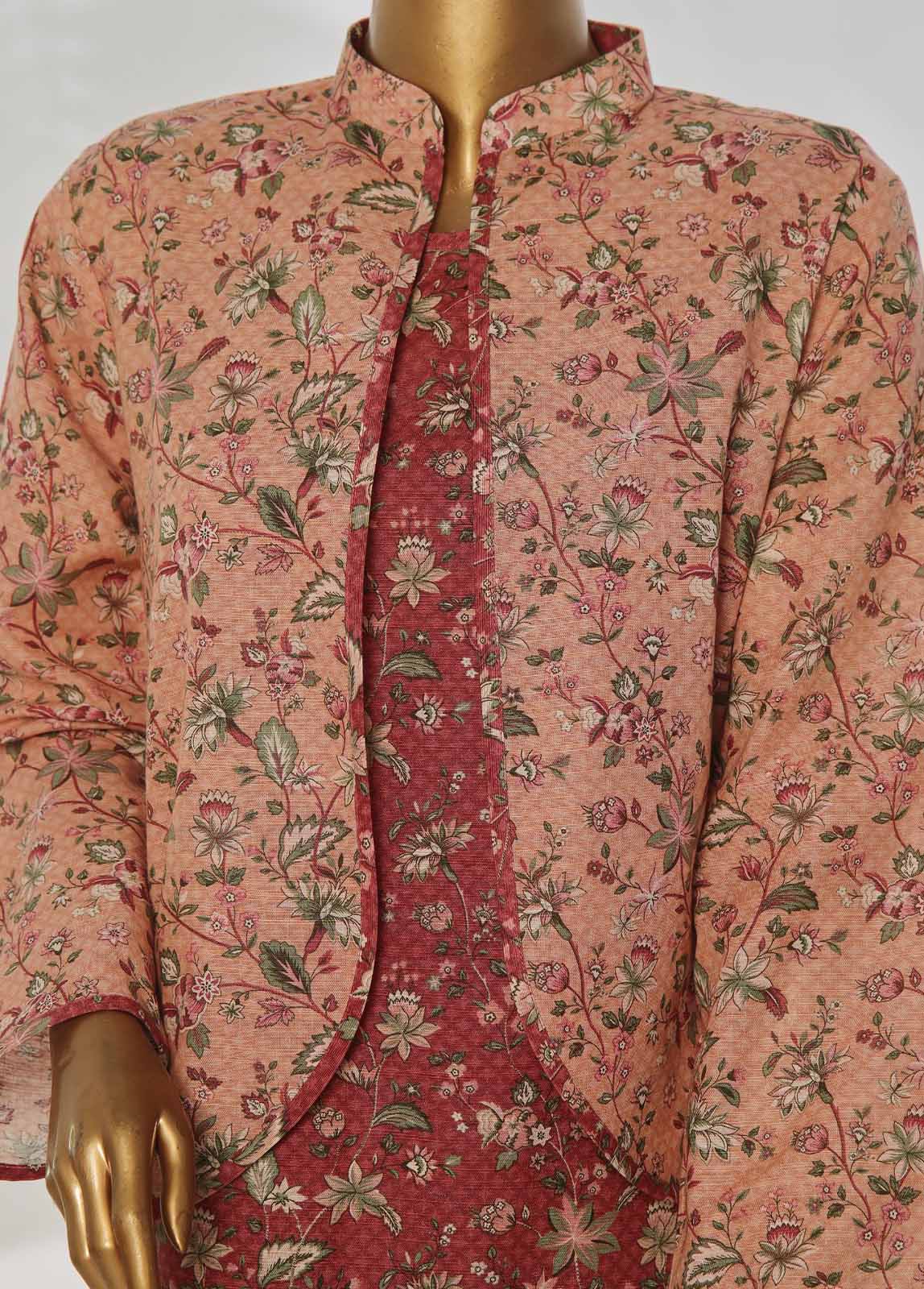 Bin Saeed Fabric - WKJT-097- 2 Piece Printed Stitched Coat Style Co-ords