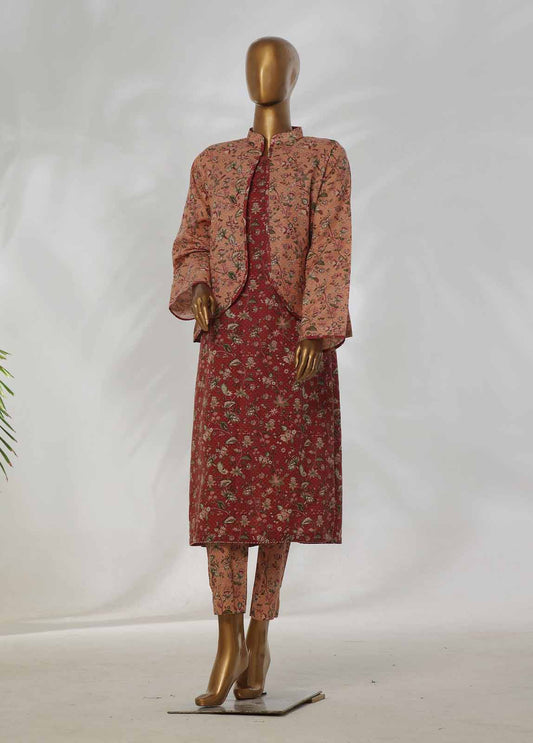 WKJT-097- 2 Piece Printed Stitched Coat Style Co-ords