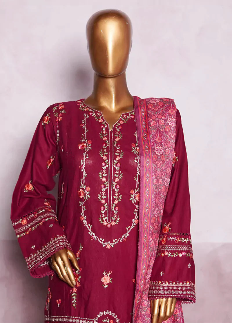 WKK-002 C-EMB- 3 Piece Khaddar Emboidered Stitched Suit