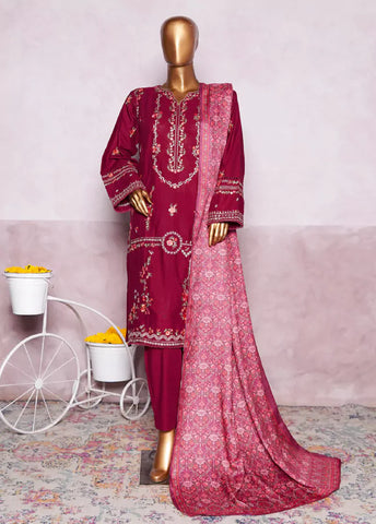 WKK-002 C-EMB- 3 Piece Khaddar Emboidered Stitched Suit