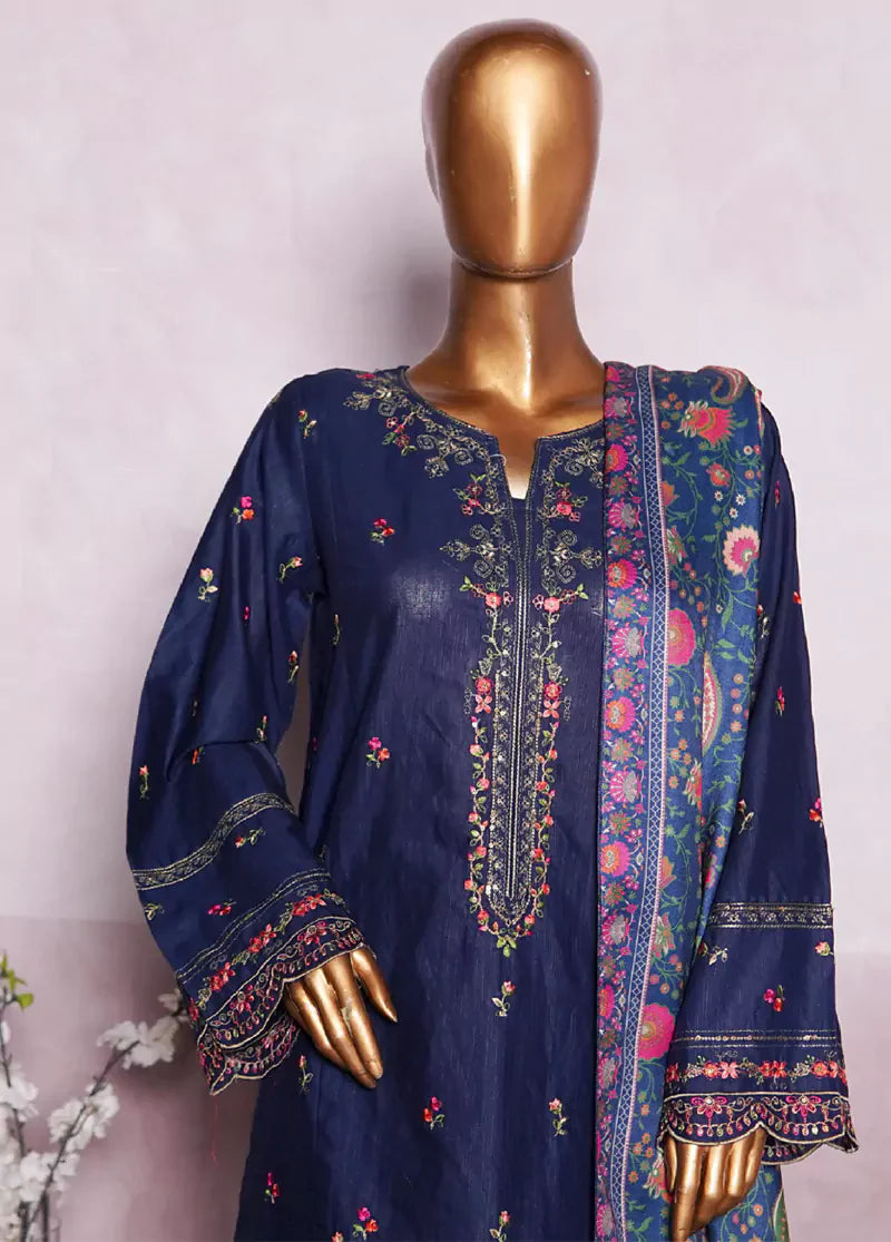 WKK-006 C-EMB- 3 Piece Khaddar Emboidered Stitched Suit