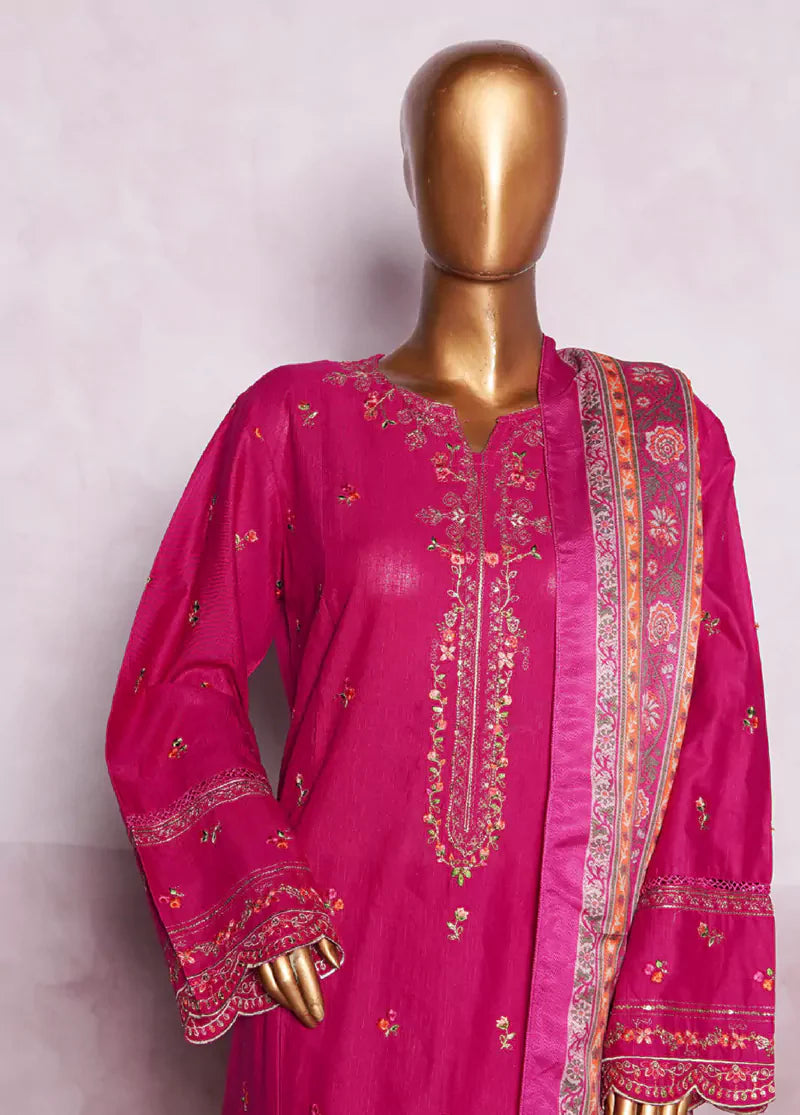 WKK-008 C-EMB- 3 Piece Khaddar Emboidered Stitched Suit