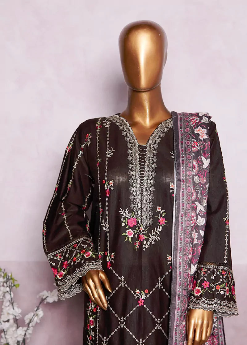 WKK-010 C-EMB- 3 Piece Khaddar Emboidered Stitched Suit