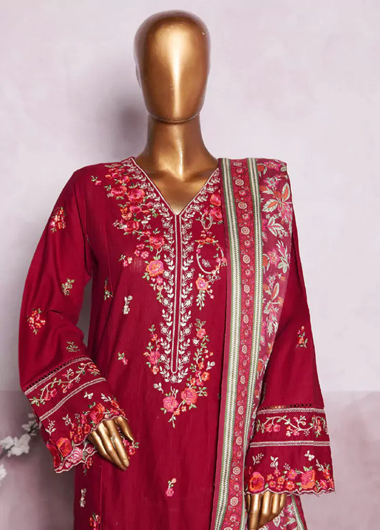 WKK-011 C-EMB- 3 Piece Khaddar Emboidered Stitched Suit