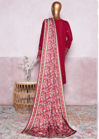 WKK-011 C-EMB- 3 Piece Khaddar Emboidered Stitched Suit
