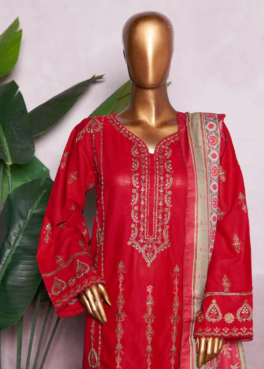 WKK-016 C-EMB- 3 Piece Khaddar Emboidered Stitched Suit