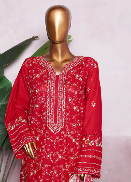 WKK-019 C-EMB- 3 Piece Khaddar Emboidered Stitched Suit