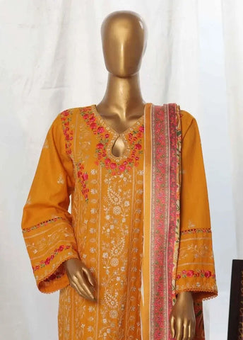 Bin Saeed Fabric - WKKE-001-B- 3 Piece Khaddar Emboidered Stitched Suit