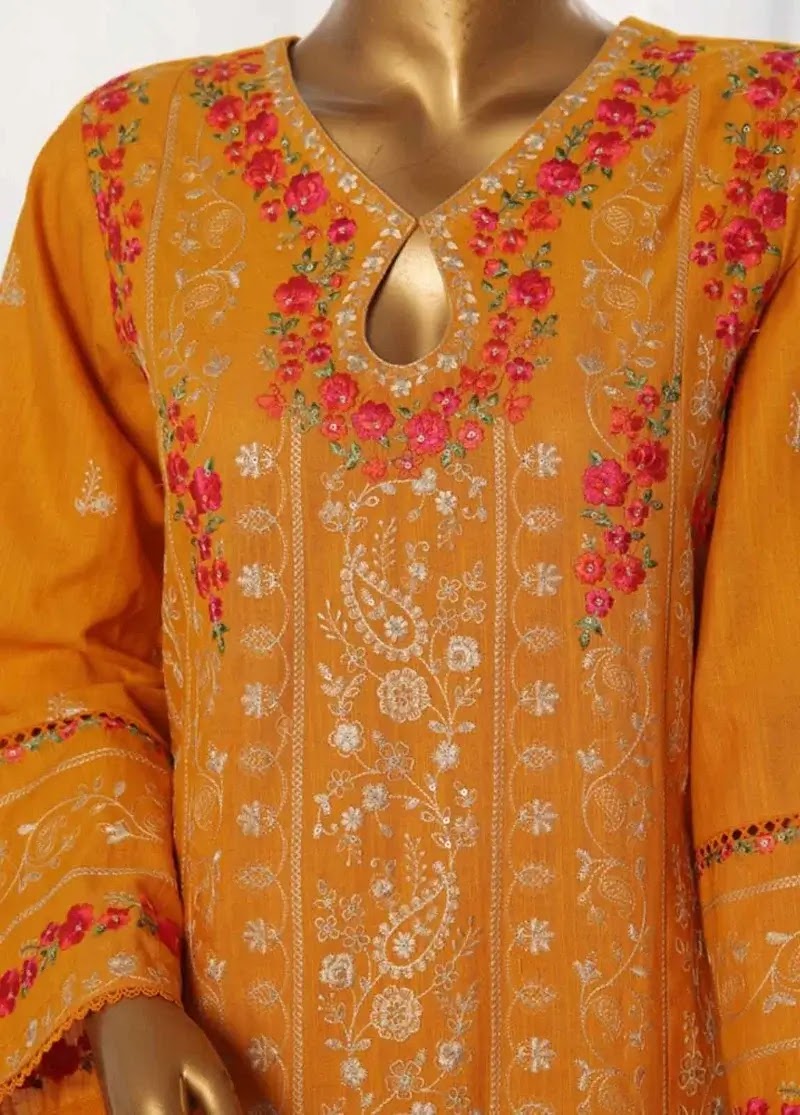 Bin Saeed Fabric - WKKE-001-B- 3 Piece Khaddar Emboidered Stitched Suit