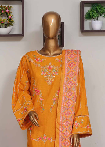 Bin Saeed Fabric - WKKE-001 A-3 Piece Khaddar Embroidered Stitched Suit