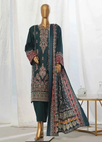 Bin Saeed Fabric - WKKE-003-B- 3 Piece Khaddar Emboidered Stitched Suit